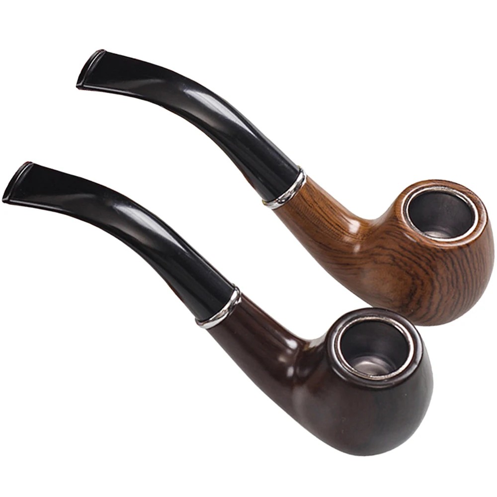 Burr Hand Grinder - Retro Resin Ebony Smoking Pipe Curved